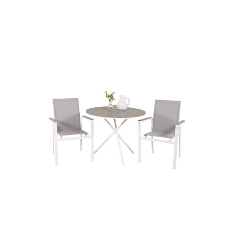 Parma Café bord ø90 - Hvid / Grå, Parma stol - Hvid / Grå_2
