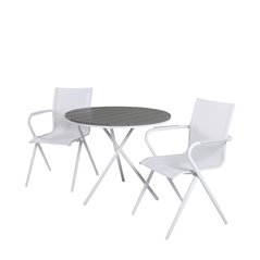 Parma Café Table ø90 - White/Grey, Alina Dining Chair - white Alu / White Textilene_2