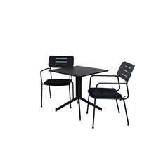 Way café table 70*70, Nicke Dining chair w, armrest - Black Steel_2