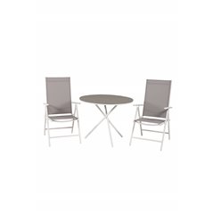 Parma Café Table ø90 - White/Grey, Break 5:pos Chair - White/Grey_2