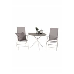 Parma Café Table ø90 - White/Grey, Break 5:pos Chair - White/Grey_2