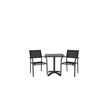 Colorado70*70 Black/Black, Santorini Arm Chair (Stackable) - Black alu / Black Textilene_2