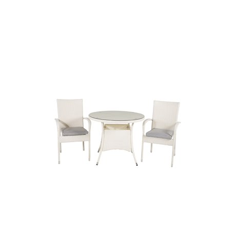 Volta Table ø 90 - White/Glass, Anna Chair - White_2