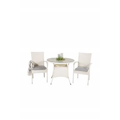 Volta Table ø 90 - White/Glass, Anna Chair - White_2