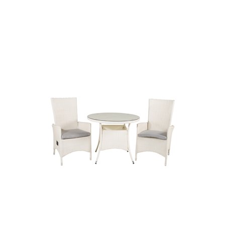 Volta Table ø 90 - White/Glass, Padova Chair (Recliner) - White/Grey_2