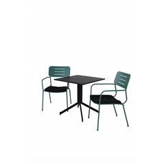 Way café table 70*70, Nicke Dining chair w, armrest - Green Steel_2
