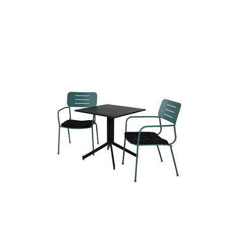 Way Café Tabell 70 * 70, Nicke matsal stol w, armstöd - grönt stål_2