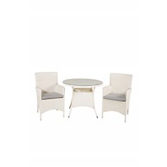 Volta Table ø 90 - White/Glass, Malin Karmstol med dyna - Vit / grå dyna_2