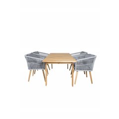 Marion Dining Table - 180*90*H74 - Acacia, Chania Armchair - Grey/Acacia_4