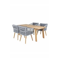 Marion Dining Table - 180*90*H74 - Acacia, Chania Armchair - Grey/Acacia_4