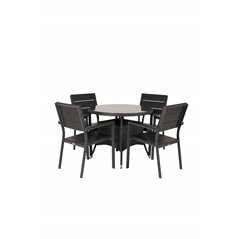 Volta Table ø 90 - Black/Glass, Levels Chair (stackable) - Black Alu / Black Aintwood_4