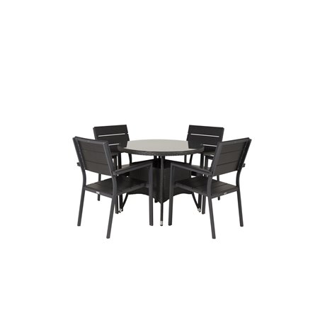 Volta Table ø 90 - Black/Glass, Levels Chair