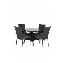 Volta Table 90 - Black/Glass, Anna Chair Black_4