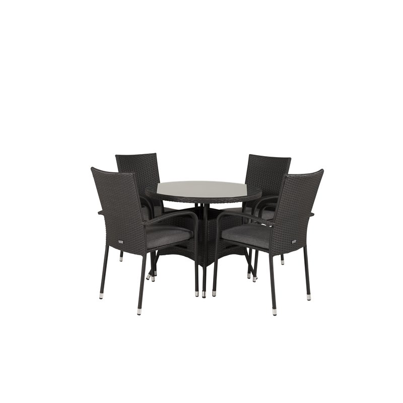 Volta Table 90 - Black/Glass, Anna Chair Black_4