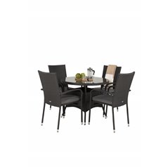 Volta Table 90 - Black/Glass, Anna Chair Black_4