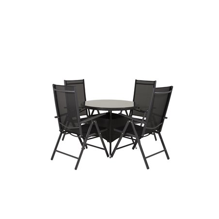 Volta Table ø 90 - Black/Glass, Break 5:pos Chair - Black/Black_4