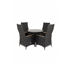 Volta Table ø 90 - Black/Glass, Padova Chair (Recliner) - Black/Teak_4