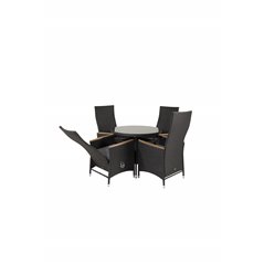 Volta Table ø 90 - Black/Glass, Padova Chair - Black/Teak_4
