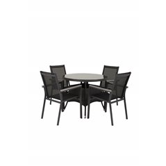 Volta Table ø 90 - Black/Glass, Parma Chair - Black/Grey_4