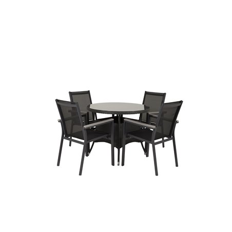 Volta Table ø 90 - Black/Glass, Parma Chair - Black/Grey_4