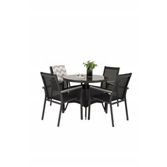 Volta Table ø 90 - Black/Glass, Parma Chair - Black/Grey_4