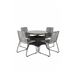 Volta Table ø 90 - Black/Glass, Lindos Chair - Black/Grey_4