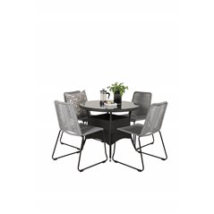 Volta Table ø 90 - Black/Glass, Lindos Chair - Black/Grey_4