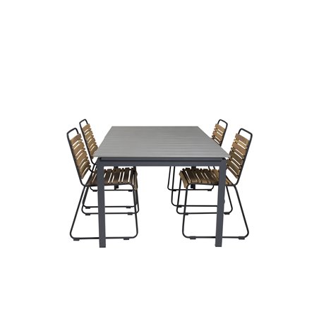 Levels Table 160/240 - Black/Grey, Bois Dining Chair - Black Alu / Acacia_4