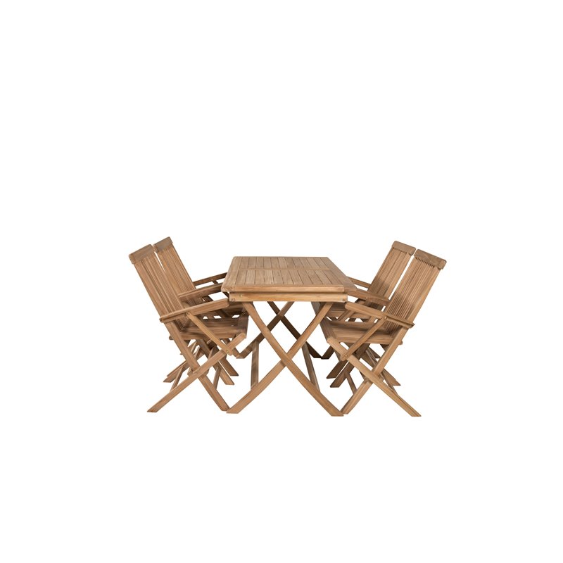 Kenya Dining Table 120*70*H75 – Teak, Kenya Folding Chair – With Armrest