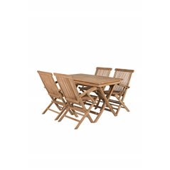 Kenya Dining Table 120*70*H75 – Teak, Kenya Folding Chair – With Armrest