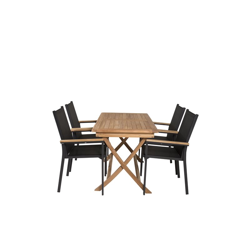 Kenian ruokapöytä 120*70*H75 – Teak, Texas Chair – Black/Teak_4