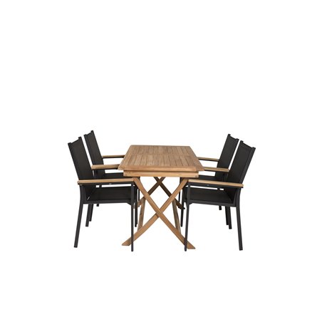 Kenian ruokapöytä 120*70*H75 – Teak, Texas Chair – Black/Teak_4