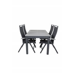 Albany Table - 152/210 - Black/Grey+Albany 5:pos Chair - Black/Black_4