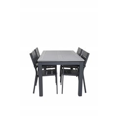 Albany Table - 152/210 - Black/Grey+Levels Chair (stackable) - Black Alu / Black Aintwood_4