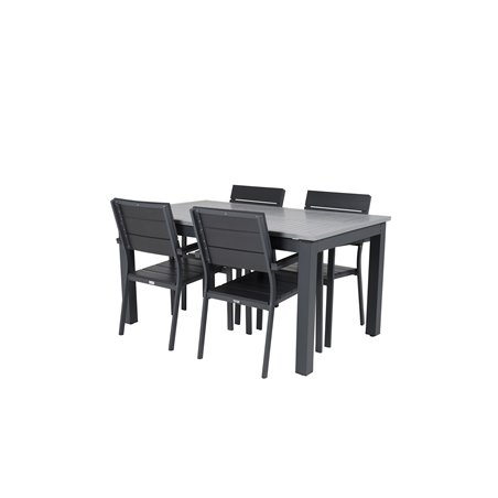 Albany Bord - 152/210 - Sort / Grå + Levels Chair (stabelbar) - Sort Alu / Sort Aintwood_4