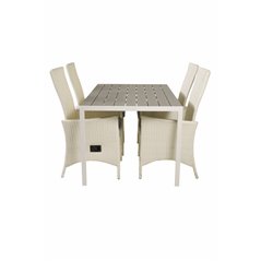 Break Table 150*90 - White/Grey, Padova Chair (Recliner) - White/Grey_4