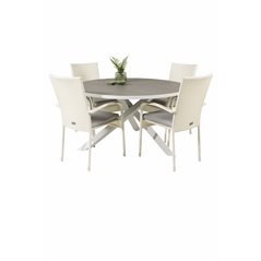 Parma Table ø 140 - White/Grey, Anna Chair - White_4