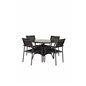 Volta Bord ø 90 - Sort / Glas, San torini Arm Chair (stabelbar) - Sort alu / Sort Textilene_4