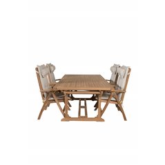 Kenya Dining Table 195/295*110*H75 - Teak, Kenya 5-position Folding Chair - Teak_4