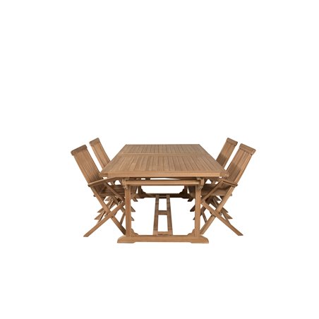 Kenya Dining Table 195/295*110*H75 - Teak, Kenya Folding Chair - With Armrest - Teak_4