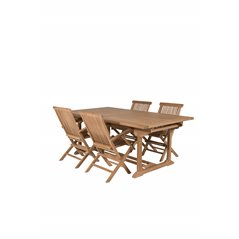 Kenya Dining Table 195/295*110*H75 - Teak, Kenya Folding Chair - With Armrest - Teak_4