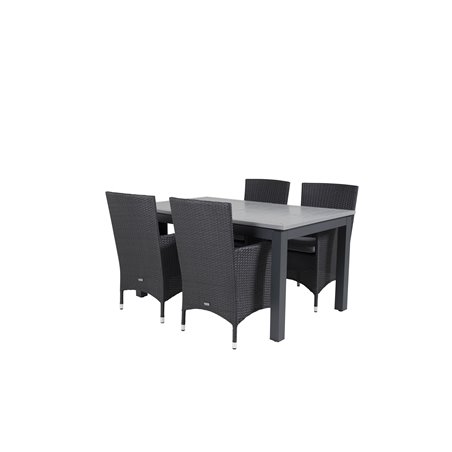 Albany Pöytä - 152/210 - Musta/Harmaa+Malin nojatuoli - Musta/Grey_4