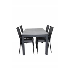 Albany Table - 152/210 - Black/Grey+Anna Chair - Black_4