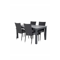 Albany Table - 152/210 - Black/Grey+Anna Chair - Black_4