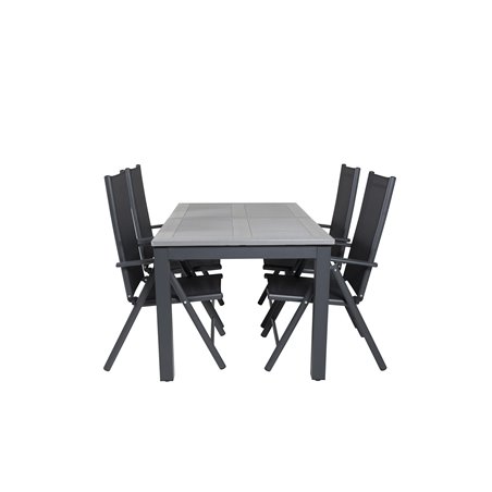 Albany Table - 152/210 - Black/Grey+Break 5:pos Chair - Black/Black_4
