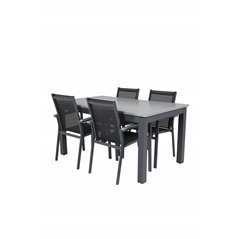 Albany Table - 152/210 - Black/Grey+Parma Chair - Black/Grey_4