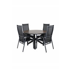 Llama Round Dining Table 120 - Black Alu / Brown HPL, Copacabana Recliner Chair - Black/Black_4