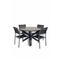 Llama Round Dining Table 120 Black Alu / Brown HPL SanTorini Arm Chair Black Alu/Black Textilene (käytetty)