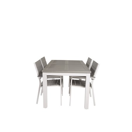 Albany Table - 160/240 - White/GreyLevels Chair (stackable) - White Alu / Grey Aintwood_4