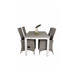 Albany Table - 160/240 - White/GreyPadova Chair (Recliner) - Grey/Grey_4